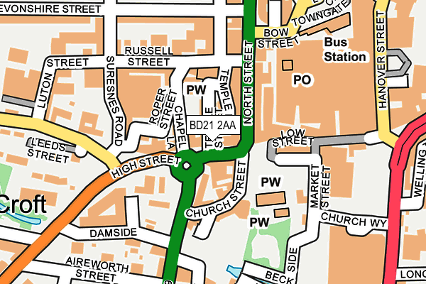 BD21 2AA map - OS OpenMap – Local (Ordnance Survey)