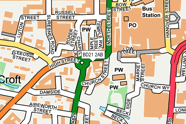 BD21 2AB map - OS OpenMap – Local (Ordnance Survey)