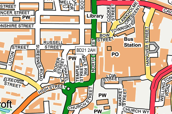 BD21 2AH map - OS OpenMap – Local (Ordnance Survey)