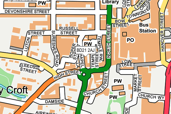 BD21 2AJ map - OS OpenMap – Local (Ordnance Survey)