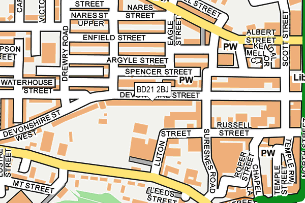 BD21 2BJ map - OS OpenMap – Local (Ordnance Survey)