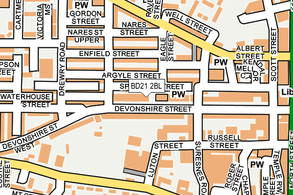 BD21 2BL map - OS OpenMap – Local (Ordnance Survey)