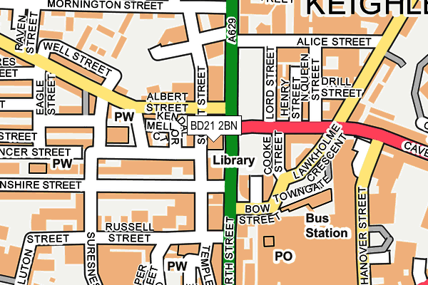 BD21 2BN map - OS OpenMap – Local (Ordnance Survey)