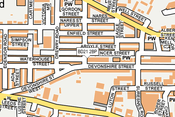 BD21 2BP map - OS OpenMap – Local (Ordnance Survey)