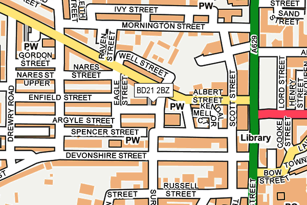 BD21 2BZ map - OS OpenMap – Local (Ordnance Survey)