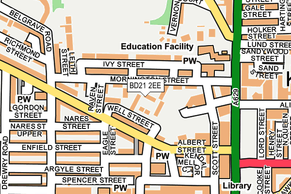 BD21 2EE map - OS OpenMap – Local (Ordnance Survey)