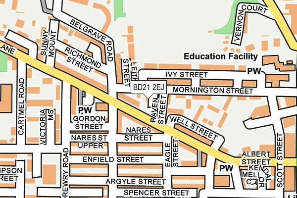 BD21 2EJ map - OS OpenMap – Local (Ordnance Survey)