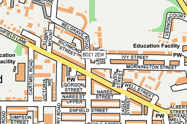 BD21 2EW map - OS OpenMap – Local (Ordnance Survey)