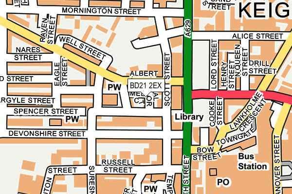 BD21 2EX map - OS OpenMap – Local (Ordnance Survey)
