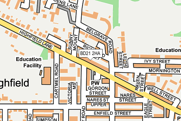 BD21 2HA map - OS OpenMap – Local (Ordnance Survey)