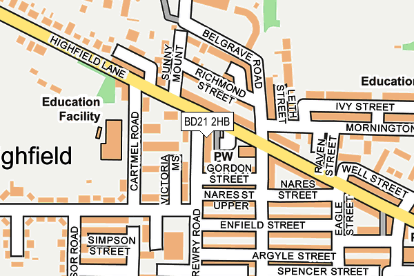 BD21 2HB map - OS OpenMap – Local (Ordnance Survey)