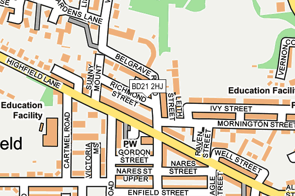 BD21 2HJ map - OS OpenMap – Local (Ordnance Survey)