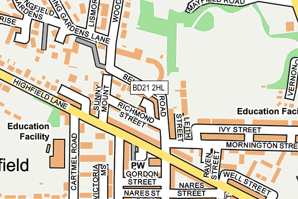 BD21 2HL map - OS OpenMap – Local (Ordnance Survey)