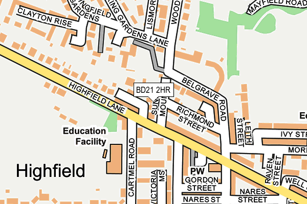 BD21 2HR map - OS OpenMap – Local (Ordnance Survey)