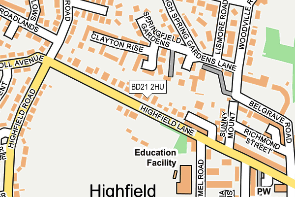 BD21 2HU map - OS OpenMap – Local (Ordnance Survey)