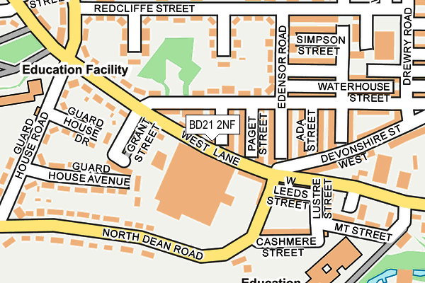 BD21 2NF map - OS OpenMap – Local (Ordnance Survey)