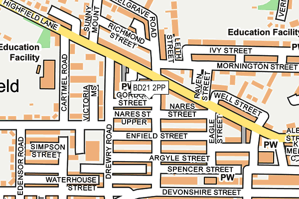 BD21 2PP map - OS OpenMap – Local (Ordnance Survey)