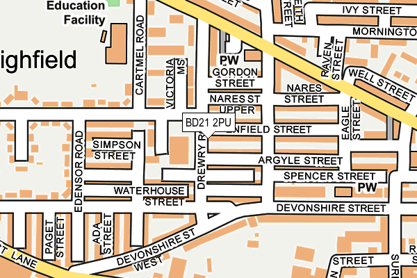 BD21 2PU map - OS OpenMap – Local (Ordnance Survey)