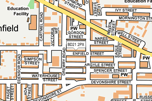 BD21 2PX map - OS OpenMap – Local (Ordnance Survey)