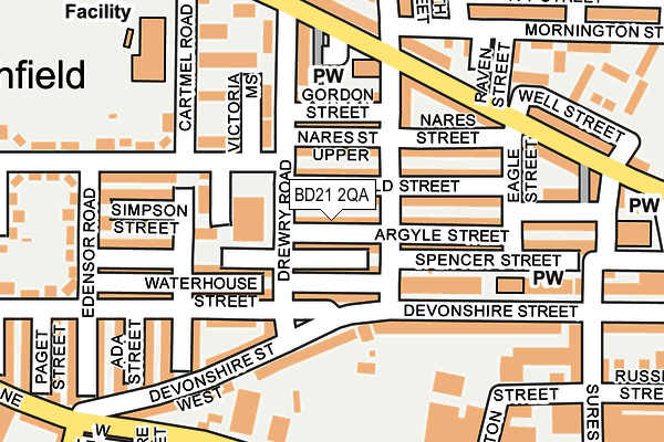 BD21 2QA map - OS OpenMap – Local (Ordnance Survey)