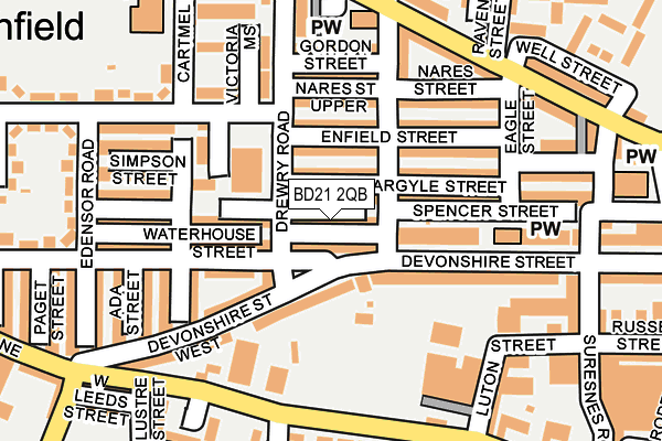 BD21 2QB map - OS OpenMap – Local (Ordnance Survey)
