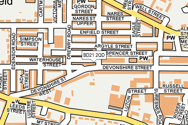 BD21 2QD map - OS OpenMap – Local (Ordnance Survey)
