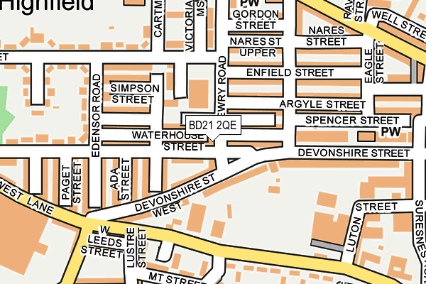 BD21 2QE map - OS OpenMap – Local (Ordnance Survey)