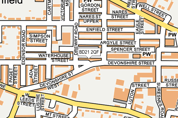 BD21 2QF map - OS OpenMap – Local (Ordnance Survey)