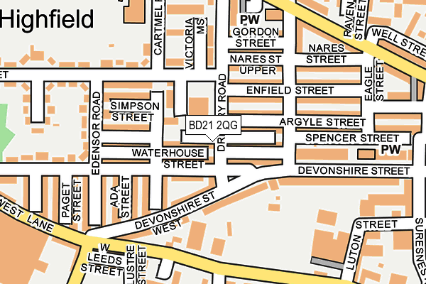 BD21 2QG map - OS OpenMap – Local (Ordnance Survey)