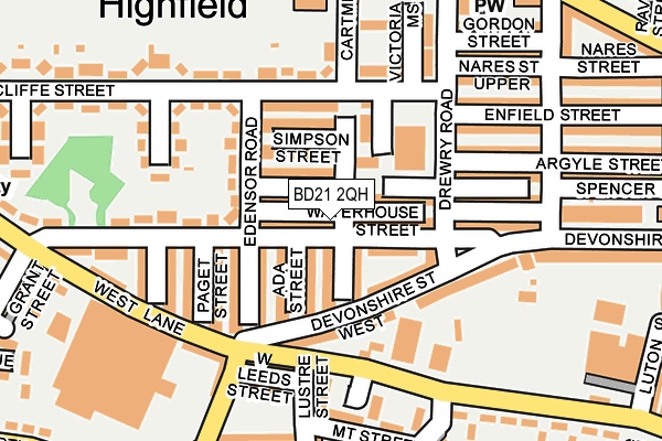 BD21 2QH map - OS OpenMap – Local (Ordnance Survey)
