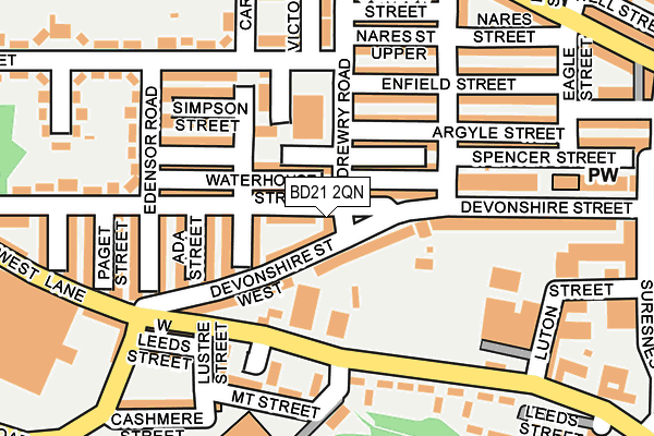 BD21 2QN map - OS OpenMap – Local (Ordnance Survey)