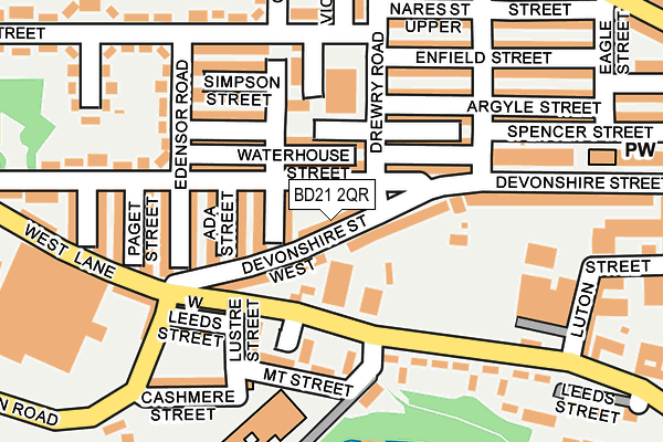 BD21 2QR map - OS OpenMap – Local (Ordnance Survey)