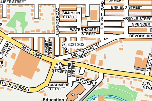 BD21 2QS map - OS OpenMap – Local (Ordnance Survey)