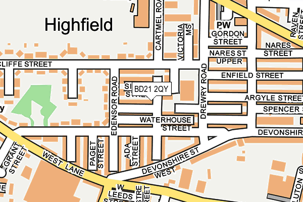 BD21 2QY map - OS OpenMap – Local (Ordnance Survey)