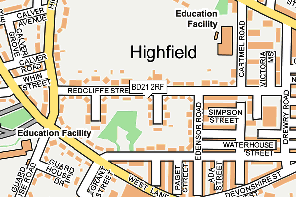 BD21 2RF map - OS OpenMap – Local (Ordnance Survey)