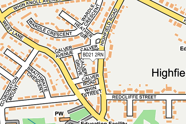 BD21 2RN map - OS OpenMap – Local (Ordnance Survey)