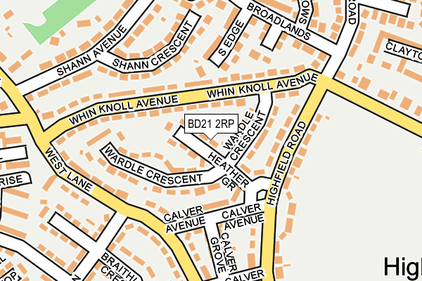 BD21 2RP map - OS OpenMap – Local (Ordnance Survey)