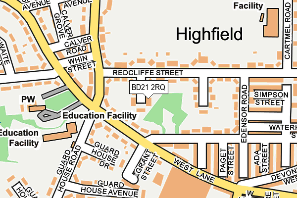 BD21 2RQ map - OS OpenMap – Local (Ordnance Survey)
