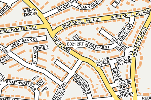 BD21 2RT map - OS OpenMap – Local (Ordnance Survey)