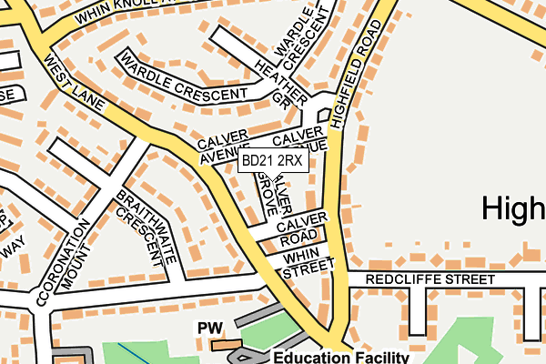 BD21 2RX map - OS OpenMap – Local (Ordnance Survey)