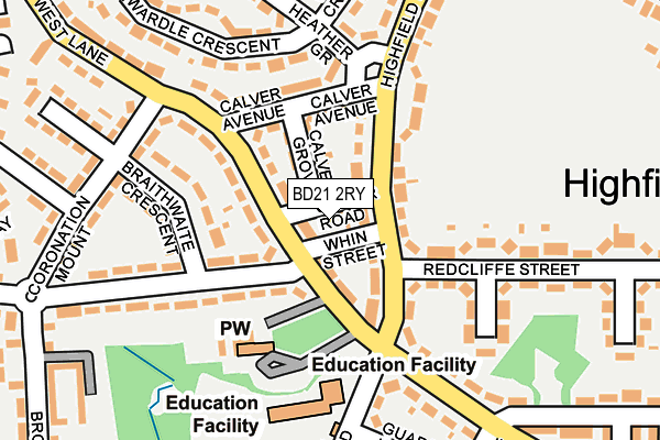 BD21 2RY map - OS OpenMap – Local (Ordnance Survey)
