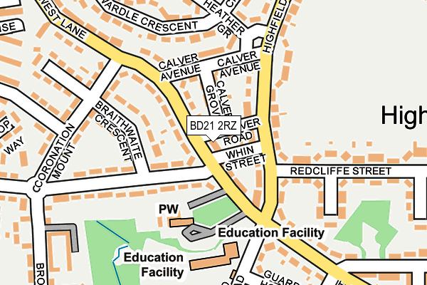 BD21 2RZ map - OS OpenMap – Local (Ordnance Survey)