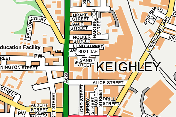 BD21 3AH map - OS OpenMap – Local (Ordnance Survey)