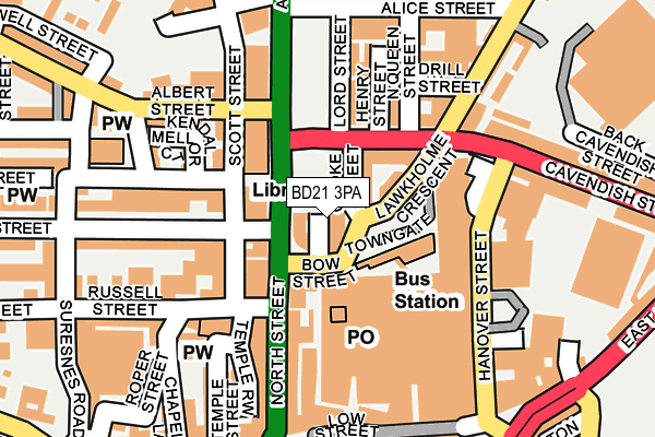 BD21 3PA map - OS OpenMap – Local (Ordnance Survey)