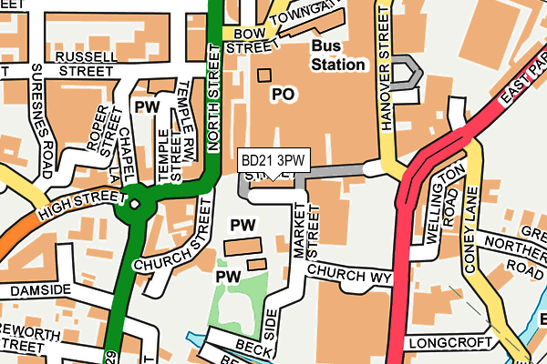 BD21 3PW map - OS OpenMap – Local (Ordnance Survey)