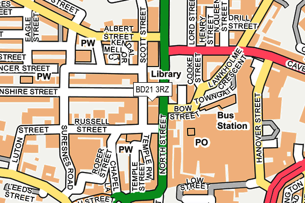 BD21 3RZ map - OS OpenMap – Local (Ordnance Survey)