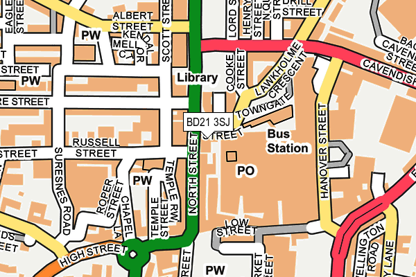 BD21 3SJ map - OS OpenMap – Local (Ordnance Survey)