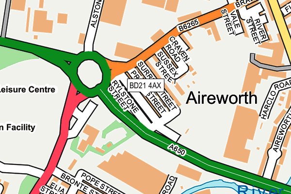 BD21 4AX map - OS OpenMap – Local (Ordnance Survey)