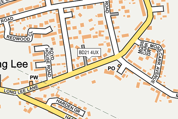 BD21 4UX map - OS OpenMap – Local (Ordnance Survey)