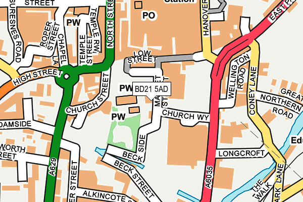 BD21 5AD map - OS OpenMap – Local (Ordnance Survey)